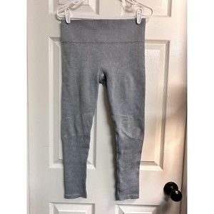 Mono B Womens Seamless Ribbed Leggings Blueish Gray Soft Activewear Sz Medium